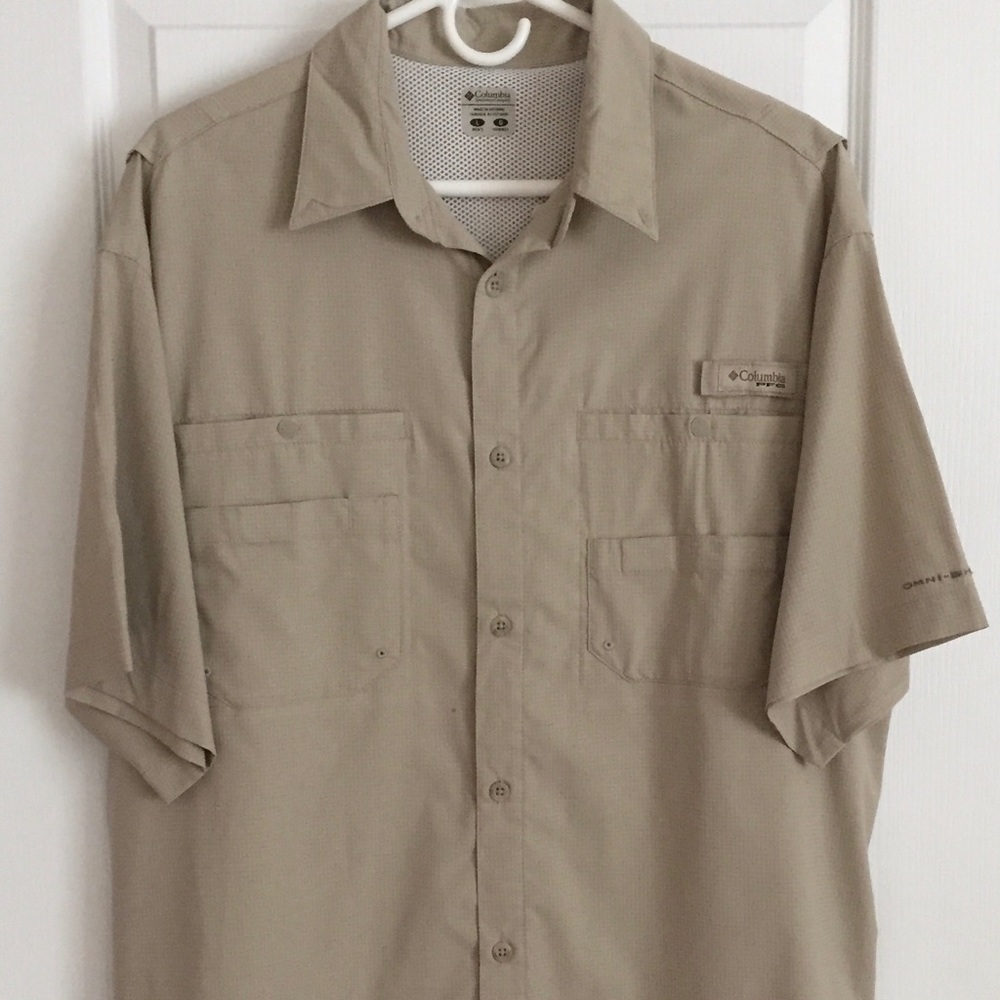 Columbia PFG Shirt men’s (L) Tan/khaki fishing